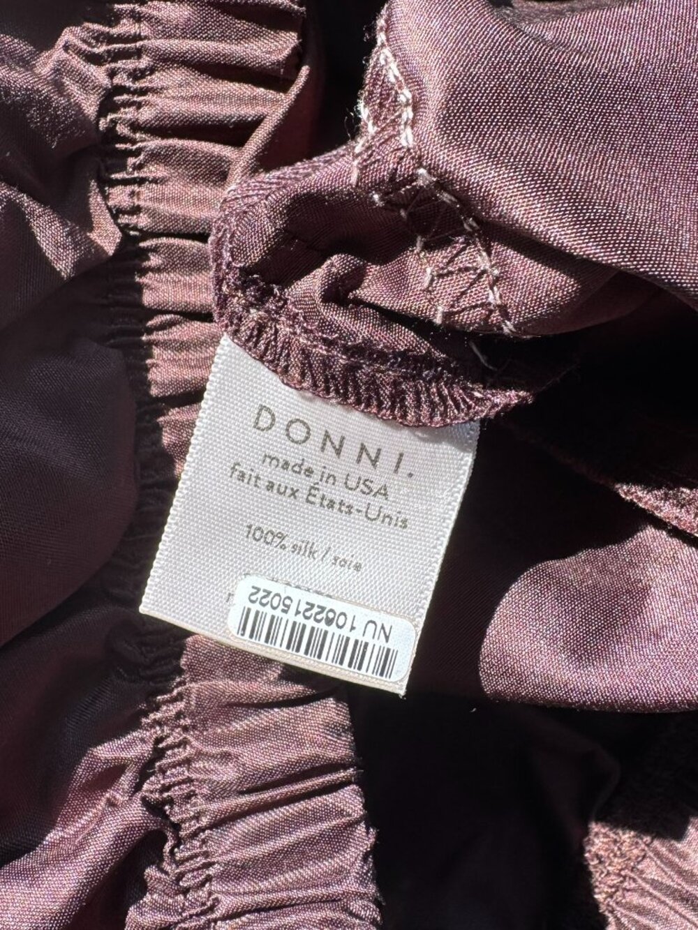 DONNI x Nuuly Silk Taffeta Track Pants Brown Pink Small - Picture 9 of 12